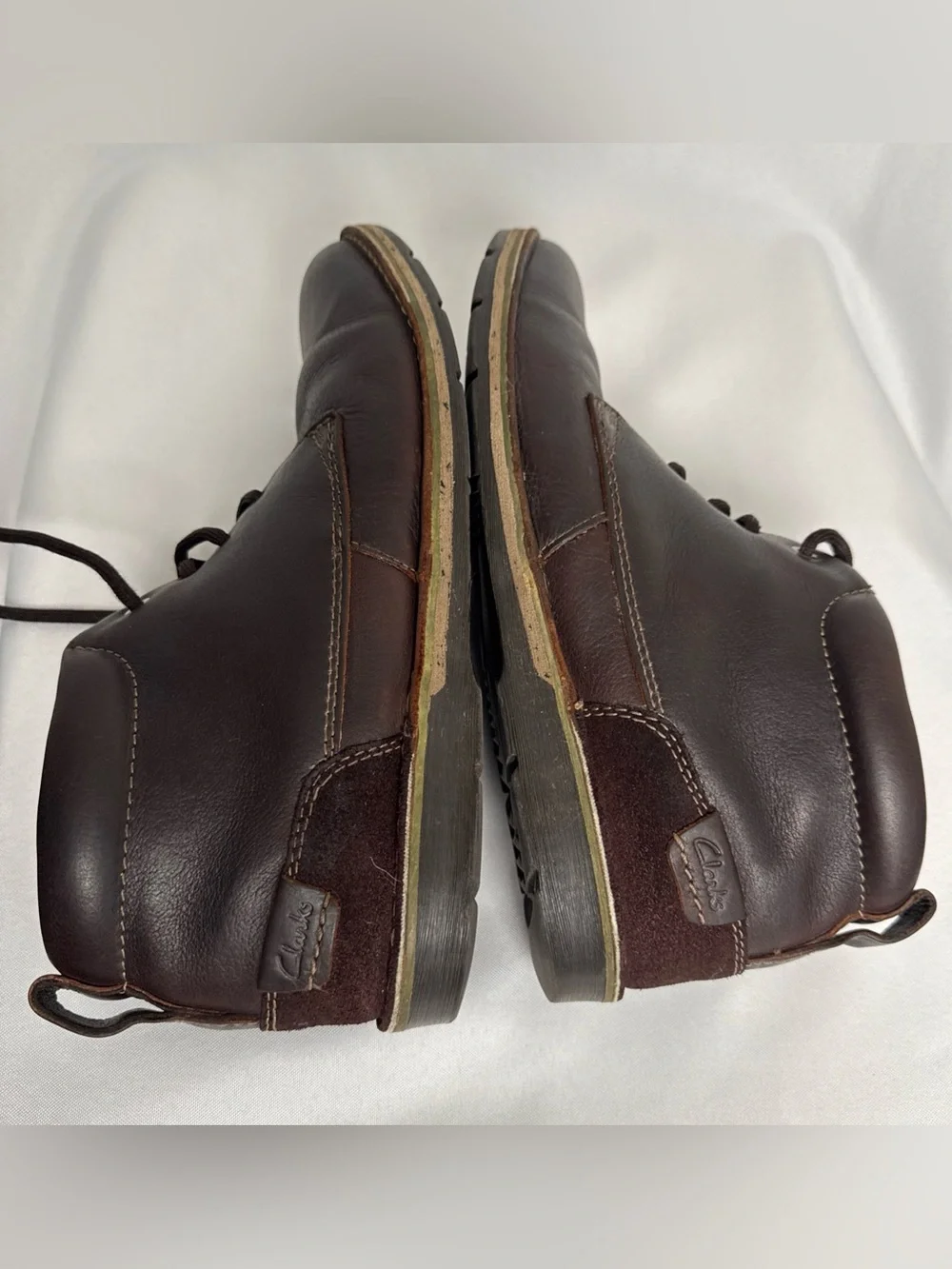 Clarks Edgewick Mid Boots Mens 11 Brown Oily Chukka Shoes Leather Lace Up Ankle